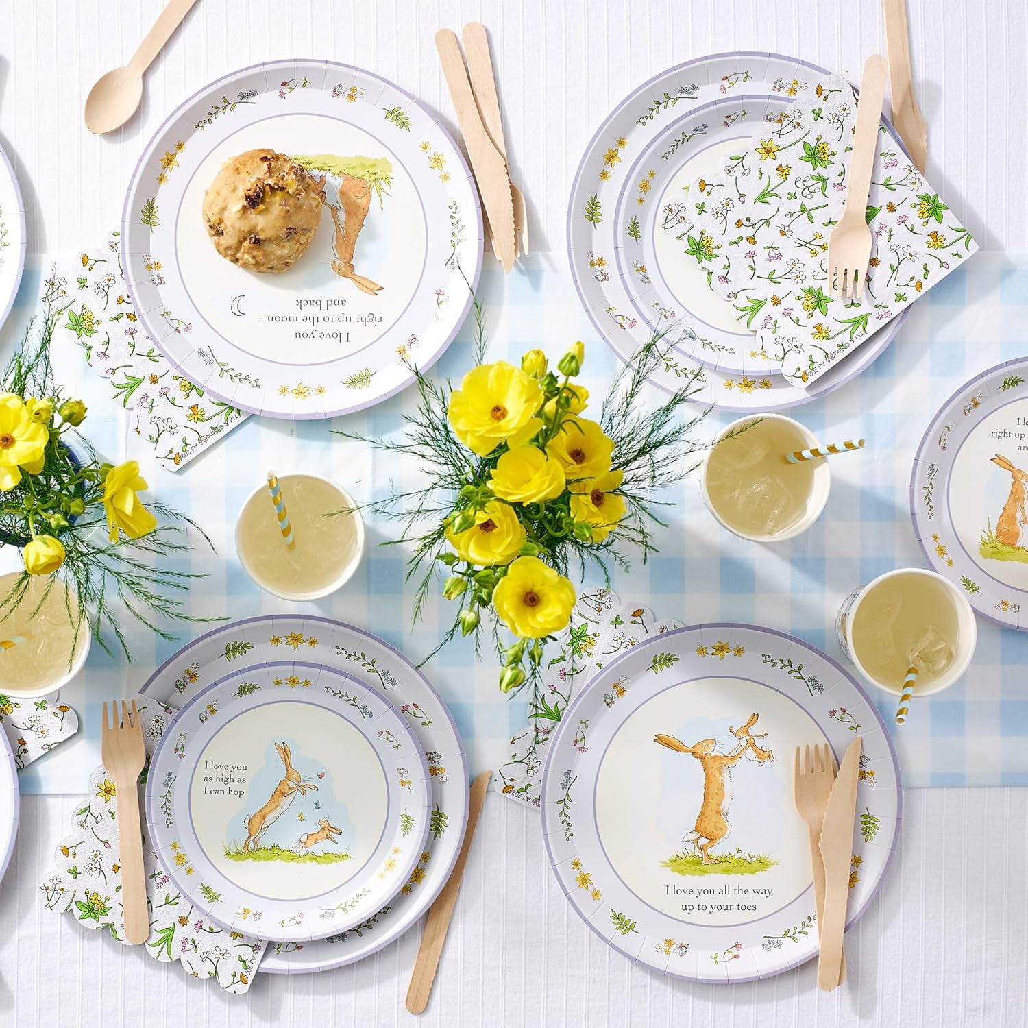 RTHG-Guess How Much I love You Blue Cups (Set of 10) - Decorative & Durable Paper Cups with Bunny Rabbit Design for Birthday Party, Baby Shower, Tea Party, and More Gatherings | 9oz Paper Cups