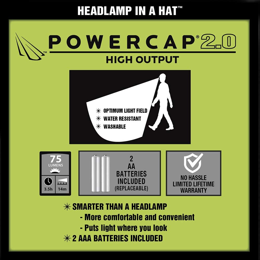 RTHG-LED Hat Light - POWERCAP 2.0 Baseball Cap with Light Built in ...