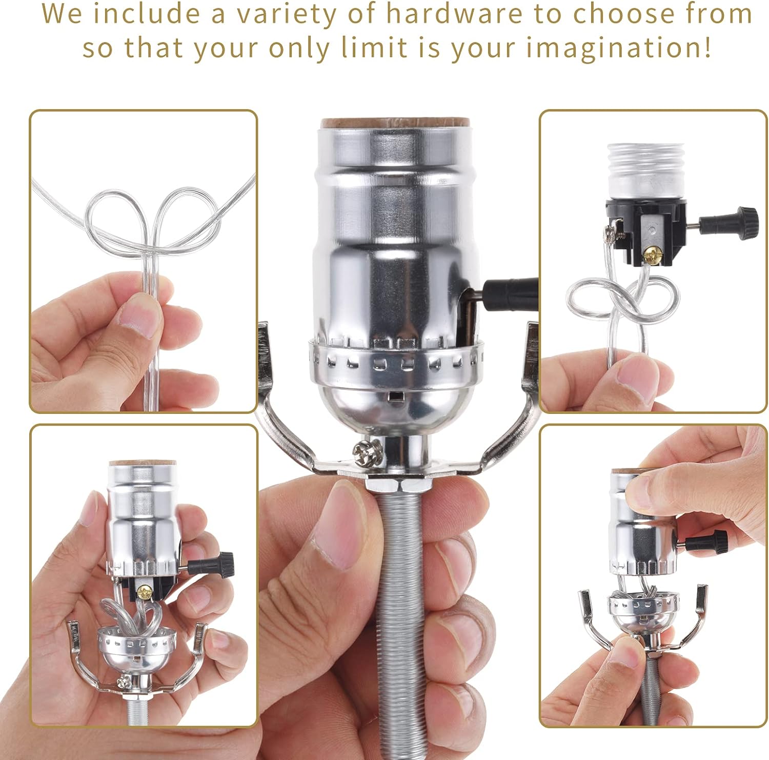 RTHG-Make a Lamp Kit Table lamp Kit with 8 Inch Harp, Lamp Pipe, 3 Way ...