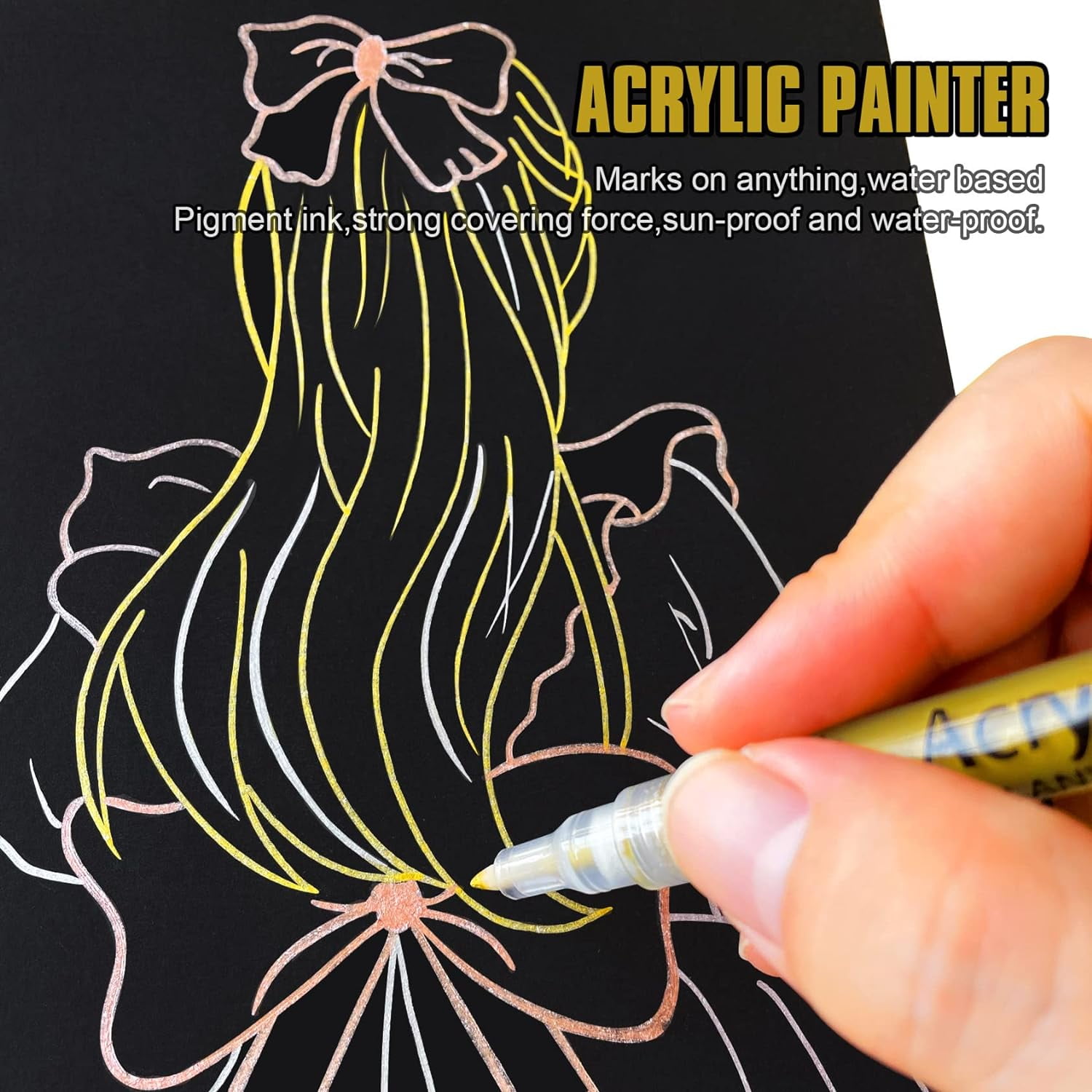 RTHG-Metallic Marker Pens, Gold ,Rose Gold and Silver Metallic - Main Image