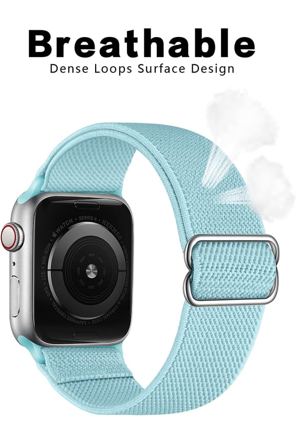 -Stretchy Nylon Watch Bands Compatible with Apple Watch Series 9/8/7/6/5/4/3 SE 2/1, Adjustable Braided Elastic Sport Loop Rugged Straps for iWatch Women Men (Robin Sky Blue, 38/40/41MM)