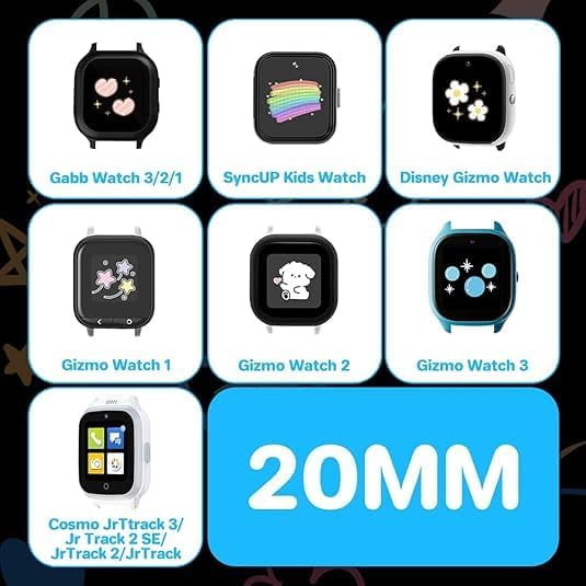 -Two-Tone Flower Engraved Bands Compatible with Gizmo Watch 3 2 1/ Gabb Watch 3 2 1/ SyncUP/Cosmo JrTrack Kid Watch, 20mm Soft Silicone Sport Strap for Boys Girls