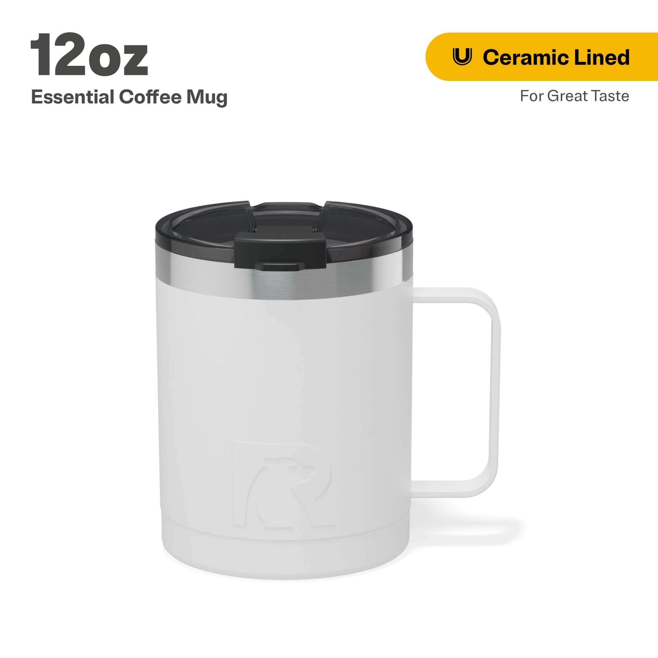 RTIC 12 oz Ceramic Lined Insulated Essential Coffee Mug, Splash Resistant,  White - Walmart Business Supplies