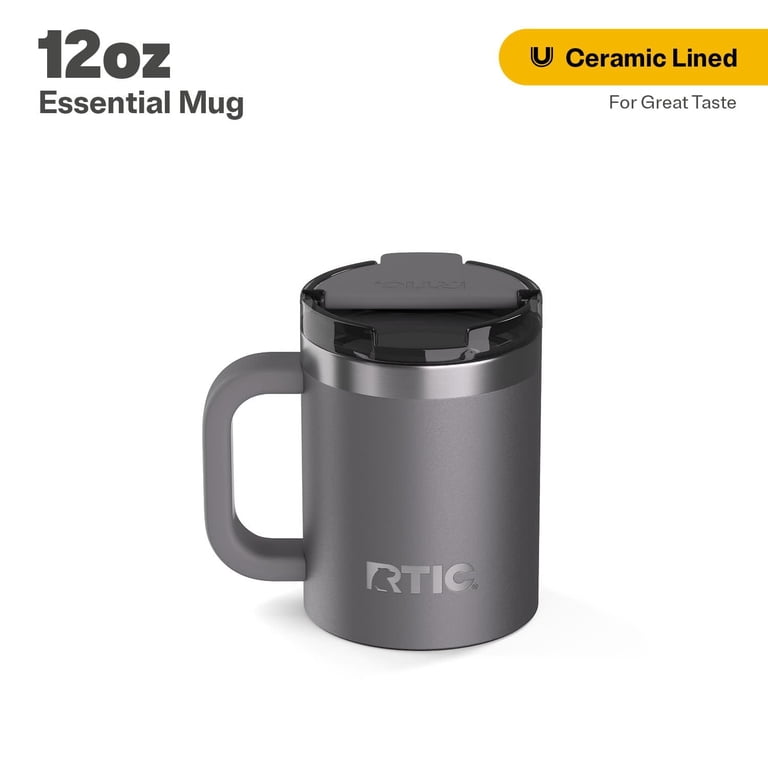 RTIC 12 oz Ceramic Lined Insulated Essential Mug, Wide Mouth,  Leak-Resistant Lid, Graphite - Walmart.com