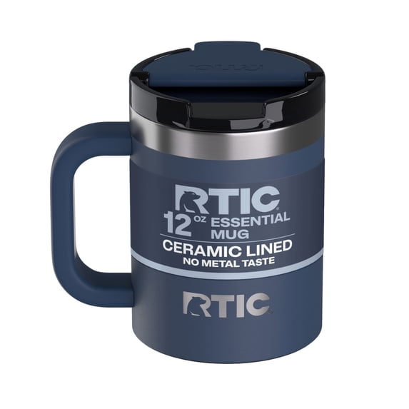 RTIC Essential 12 oz Ceramic Lined Leak-Resistant Lid Coffee Mug, Navy