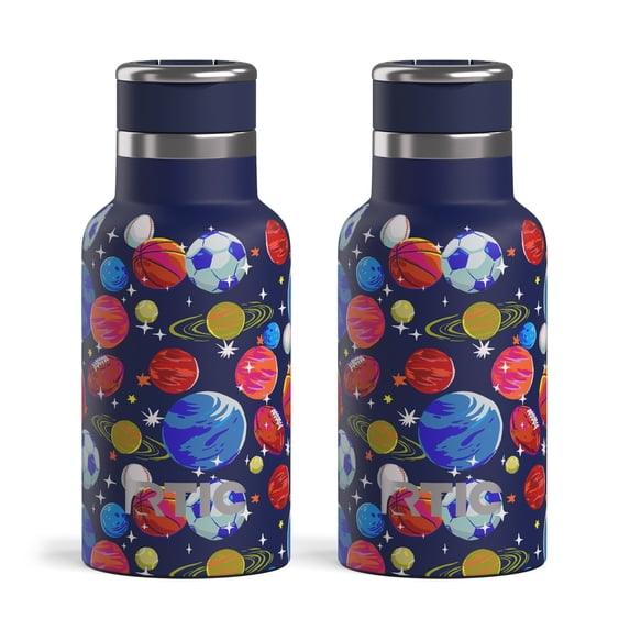 RTIC 12 oz Ceramic Lined Insulated Journey Water Bottle, Leak-Proof Lid, 2 Pack, Space Games