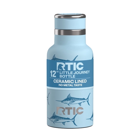 RTIC 12 oz Ceramic Lined Insulated Journey Water Bottle, Leak-Proof Lid, Blue Marlin