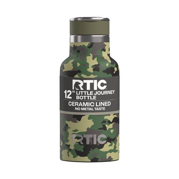 RTIC 12 oz Ceramic Lined Insulated Journey Water Bottle, Leak-Proof Lid, Digital Camo