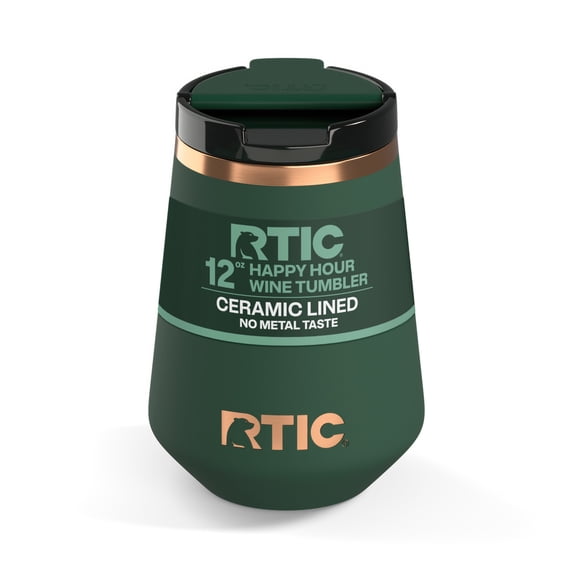 RTIC Happy Hour 12 oz Ceramic Lined Wine Tumbler, Dark Pine