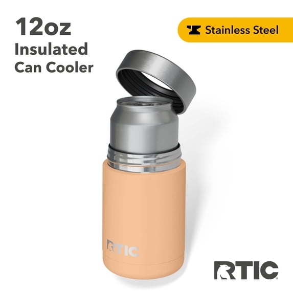 RTIC 12 oz Stainless Steel Insulated Can Cooler, Peach Tea