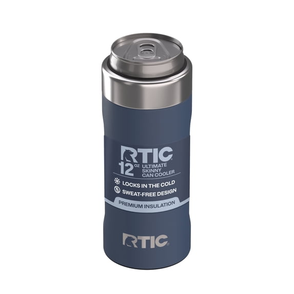 RTIC 12 oz Stainless Steel Insulated Ultimate Skinny Can Cooler, Fits Slim Cans, Navy