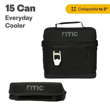 RTIC 15 Can Everyday Soft Cooler, 16 qt Collapsible with Bottle Opener, Black
