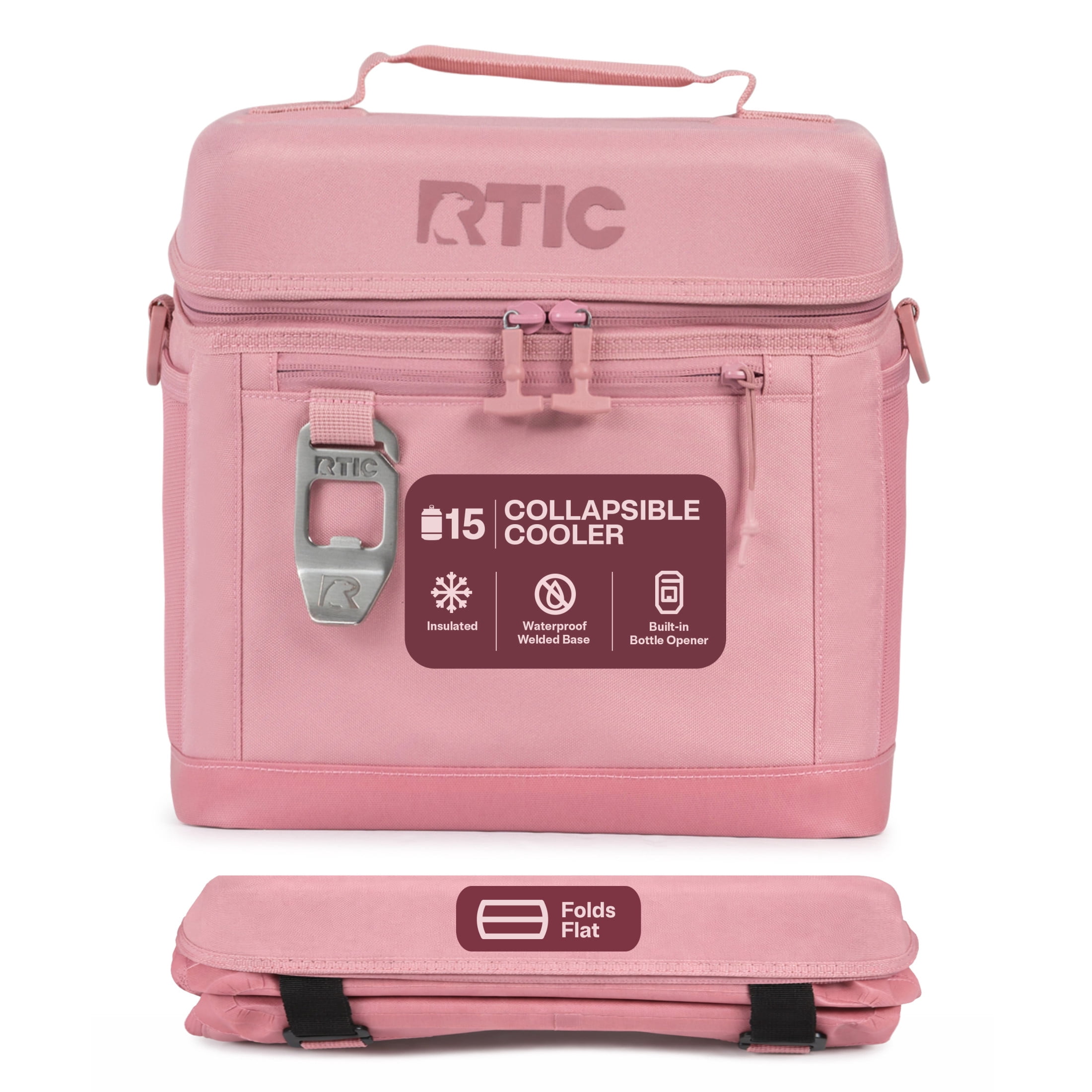 RTIC 15-Can, 16 Qt, Collapsible Soft Cooler with Bottle Opener, Dusty Rose