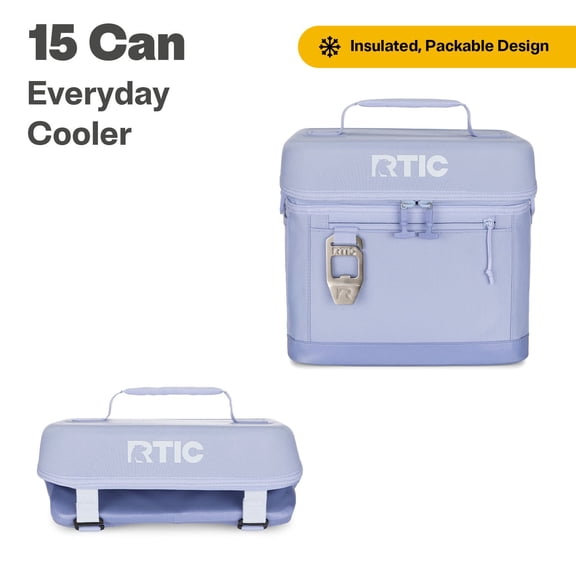 RTIC 15 Can Everyday Soft Cooler, 16 qt Collapsible with Bottle Opener, Periwinkle