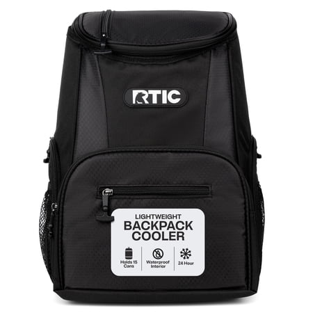 RTIC 15-Can Lightweight Cooler Backpack with Pockets, Black