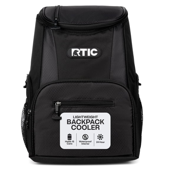 RTIC 15-Can Lightweight Cooler Backpack with Pockets, Black
