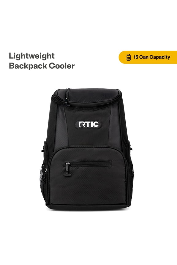 15 Can Lightweight Backpack Insulated Cooler, 10 Qt, Storage Pockets, Black