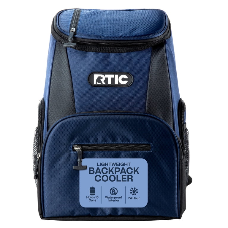 RTIC, Insulated Cooler Backpack, 15 Can Capacity, Navy & Black