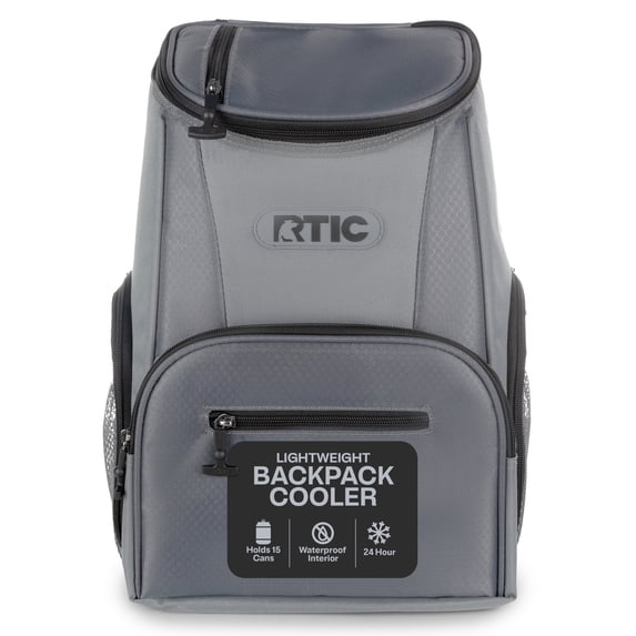 RTIC 15-Can Lightweight Cooler Backpack with Pockets, Smoke