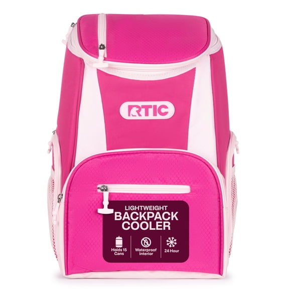 RTIC 15-Can Lightweight Cooler Backpack with Pockets, Very Berry
