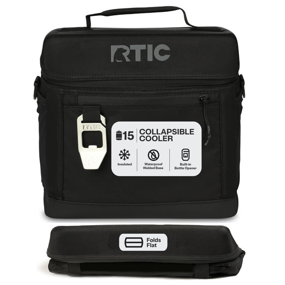 RTIC 16 Qt 15-Can Collapsible Soft-Sided Cooler with Bottle Opener, Black