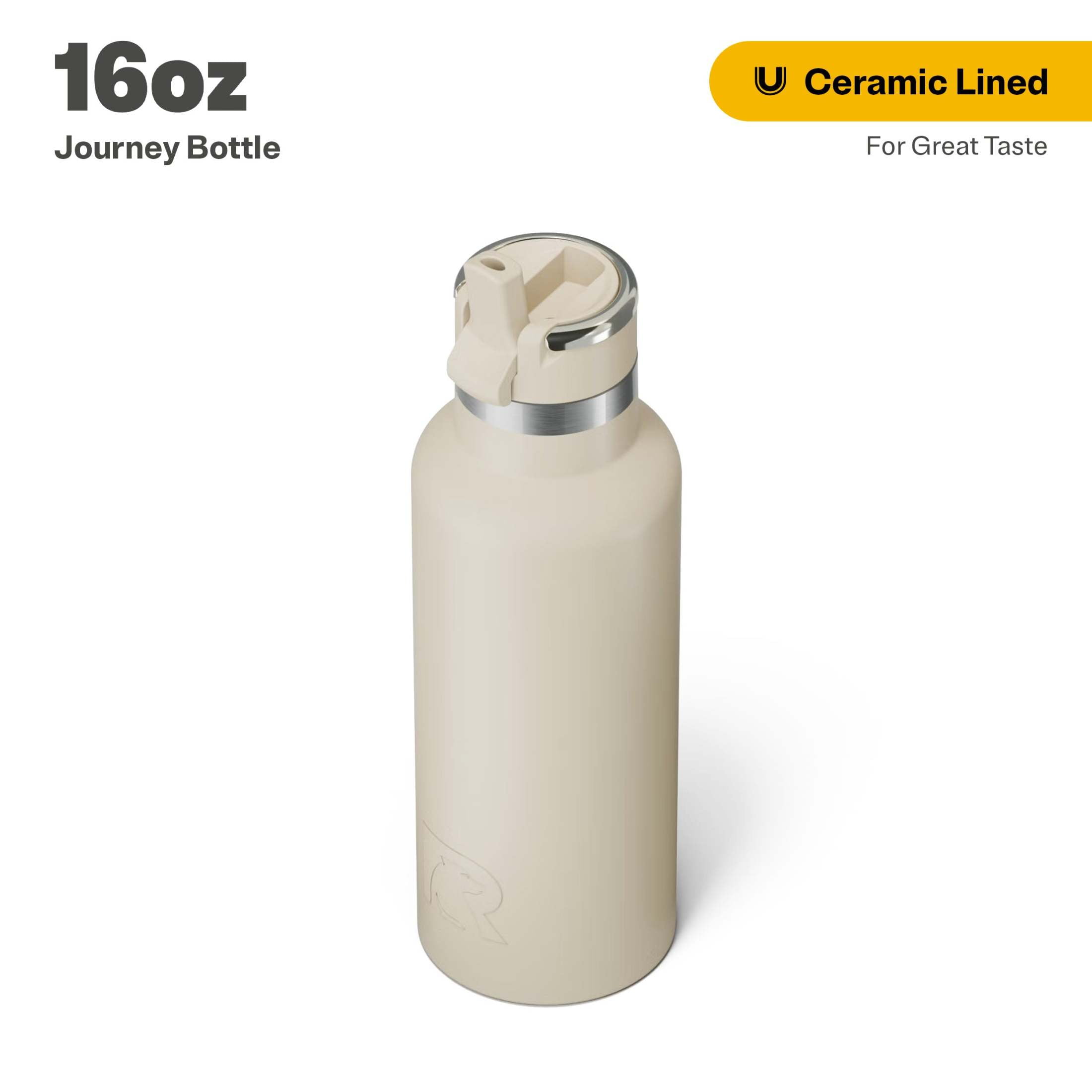 RTIC 16 oz Ceramic Lined Insulated Journey Water Bottle, Leak-Proof Lid, Beach