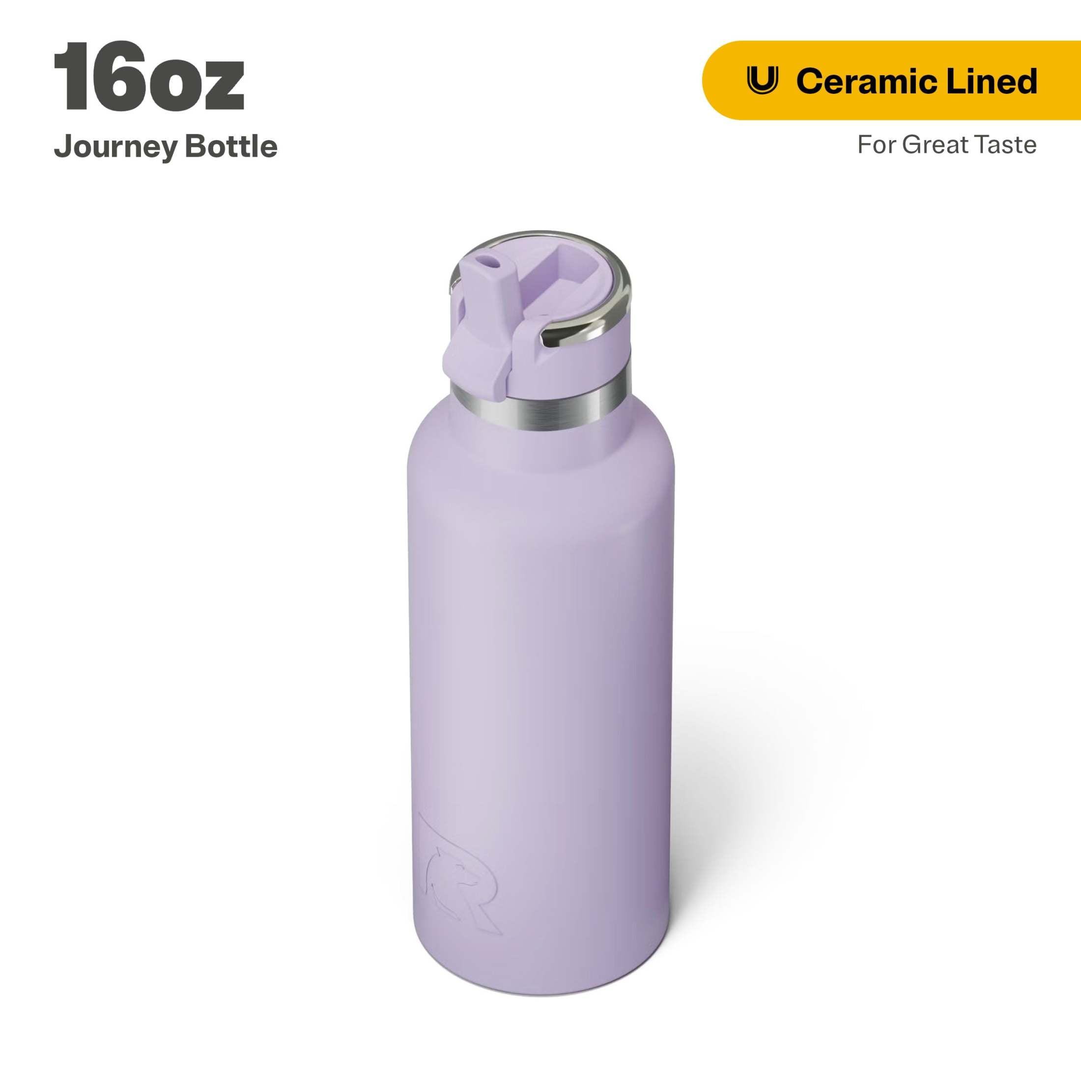 RTIC 16 oz Ceramic Lined Insulated Journey Water Bottle, Leak-Proof Lid, Dusty Lilac
