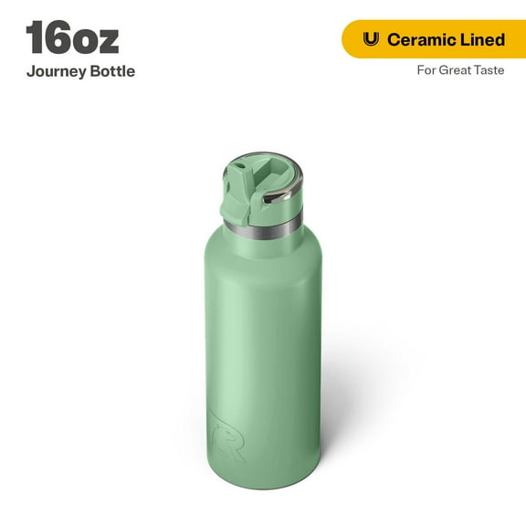 RTIC 16 oz Ceramic Lined Insulated Journey Water Bottle, Leak-Proof Lid, Sage