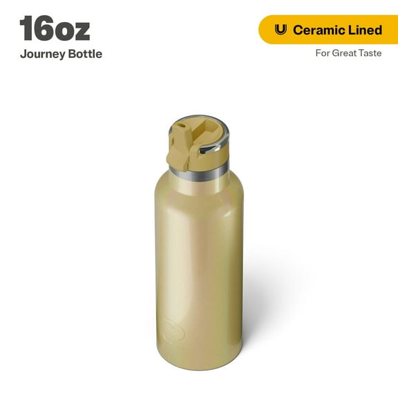 RTIC 16 oz Ceramic Lined Insulated Journey Water Bottle, Leak-Proof Lid, Sunlight Glitter