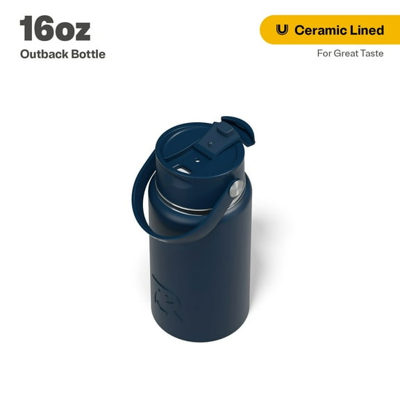 RTIC 16 oz Ceramic Lined Insulated Outback Bottle, Leak Resistant, Navy
