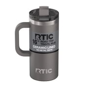 RTIC 16 oz Ceramic Lined Insulated Road Trip Travel Mug, Leak-Resistant Lid, Graphite