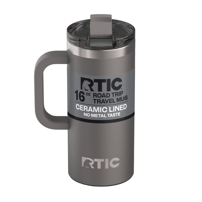 RTIC 16 oz Ceramic Lined Insulated Travel Mug, Leak-Resistant Lid