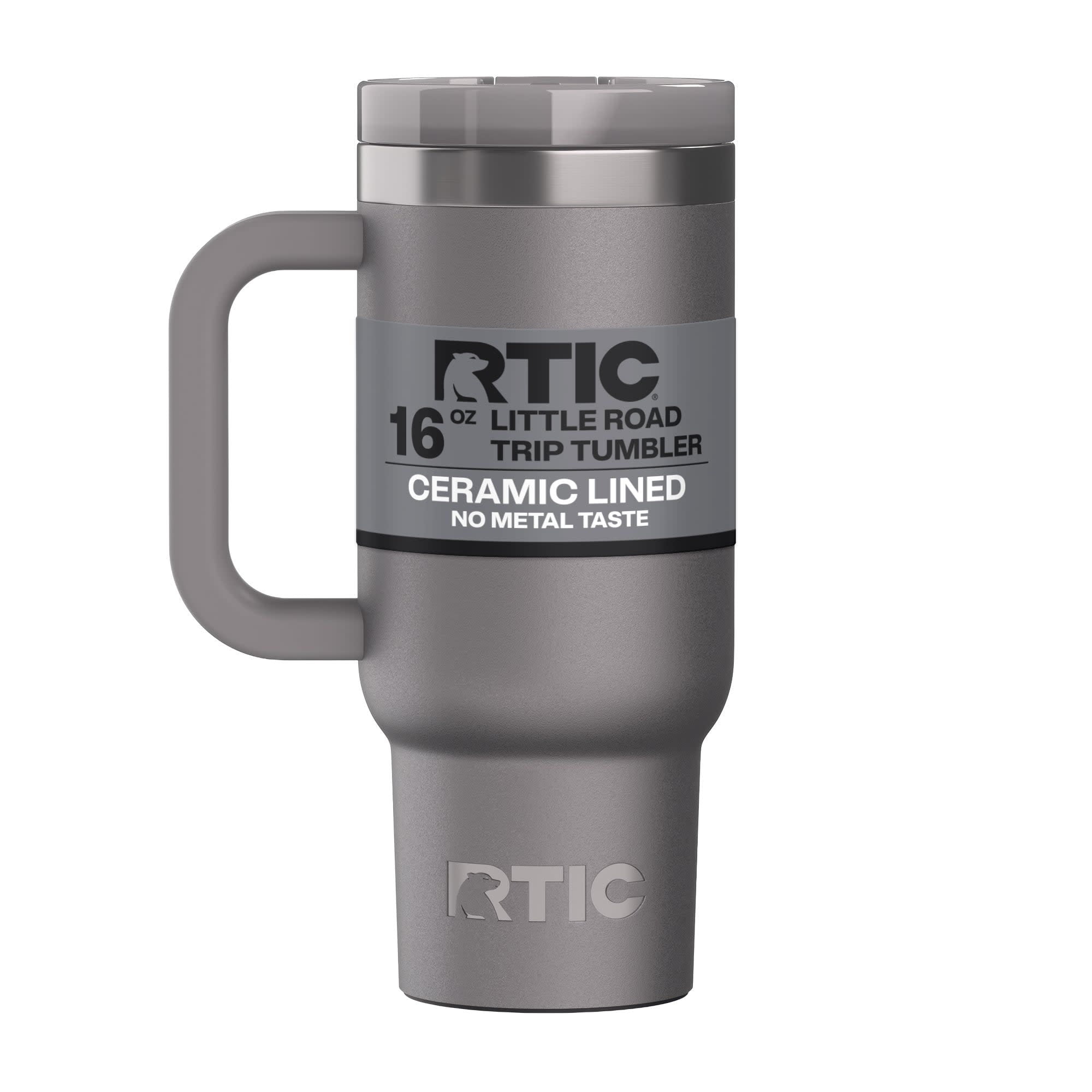 RTIC Road Trip 16 oz Leak-Proof Covered Straw Lid Ceramic Lined Tumbler, Graphite