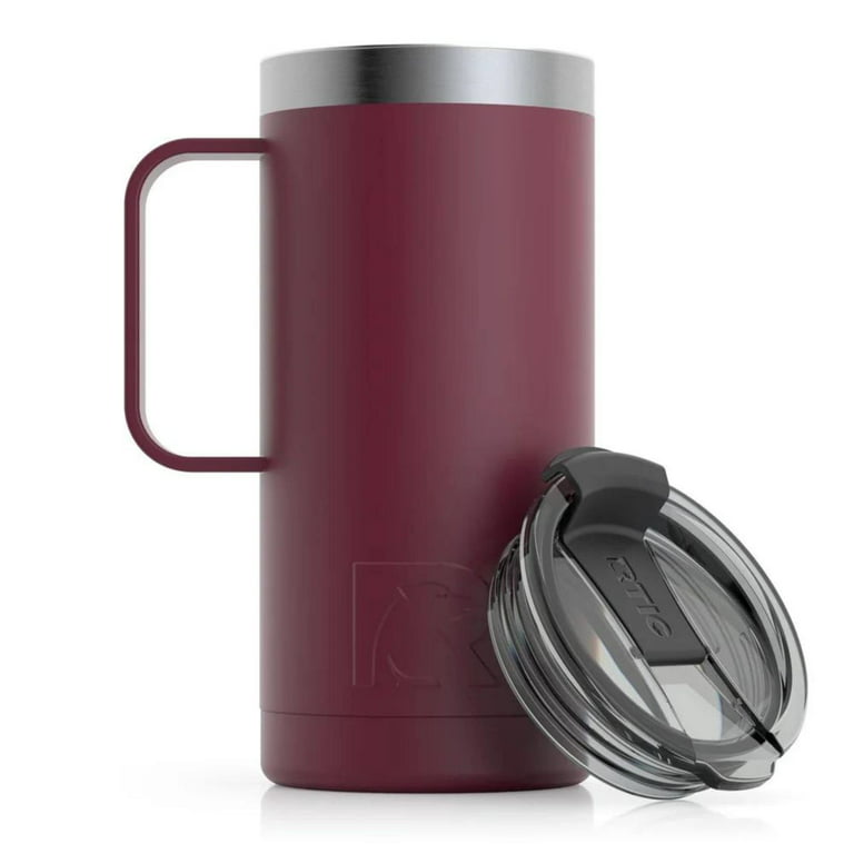 RTIC 16 oz Coffee Travel Mug with Lid and Handle, Stainless Steel  Vacuum-Insulated Mugs, Leak, Spill Proof, Hot Beverage and Cold, Portable  Thermal Tumbler Cup for Car, Camping, Maroon 