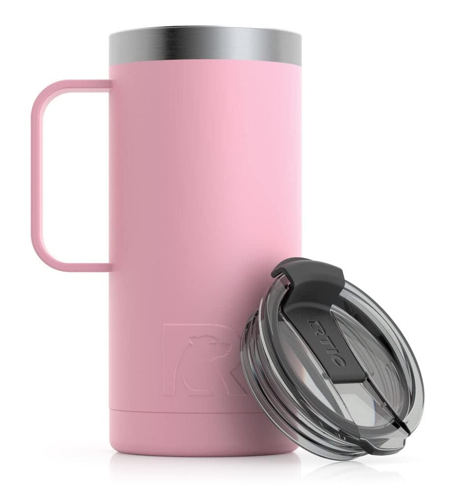 Insulated Coffee Travel Mug Double Wall Leak-Proof Thermos Vacuum Reusable  Stainless Steel Tumbler, 15 oz, Pink