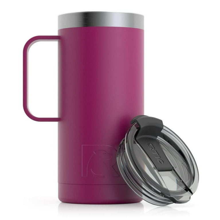 RTIC 16 oz Coffee Travel Mug with Lid and Handle, Stainless Steel  Vacuum-Insulated Mugs, Leak, Spill Proof, Hot Beverage and Cold, Portable  Thermal Tumbler Cup for Car, Camping, Deep Harbor 