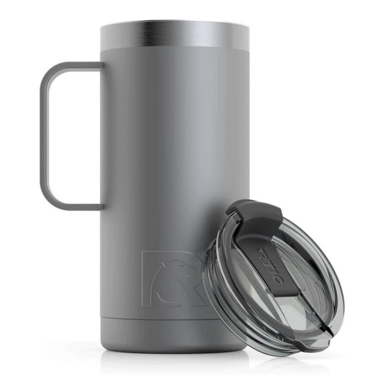 RTIC 16 oz Coffee Travel Mug with Lid and Handle, Stainless Steel  Vacuum-Insulated Mugs, Leak, Spill Proof, Hot Beverage and Cold, Portable  Thermal Tumbler Cup for Car, Camping, Amber 