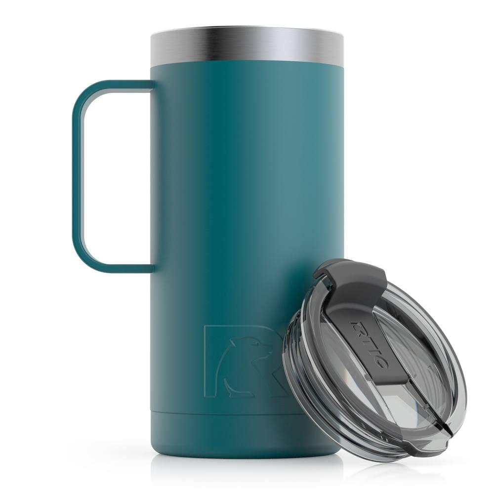 RTIC 16 oz Stainless Steel Insulated Travel Mug Splash Proof Lid Deep Harbor