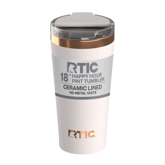 RTIC Happy Hour 18 oz Ceramic Lined Pint Tumbler, Cool Grey