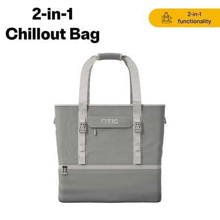 RTIC 2-in-1 Chillout Bag, Hybrid Cooler Bag with Cooler Compartment, Grey