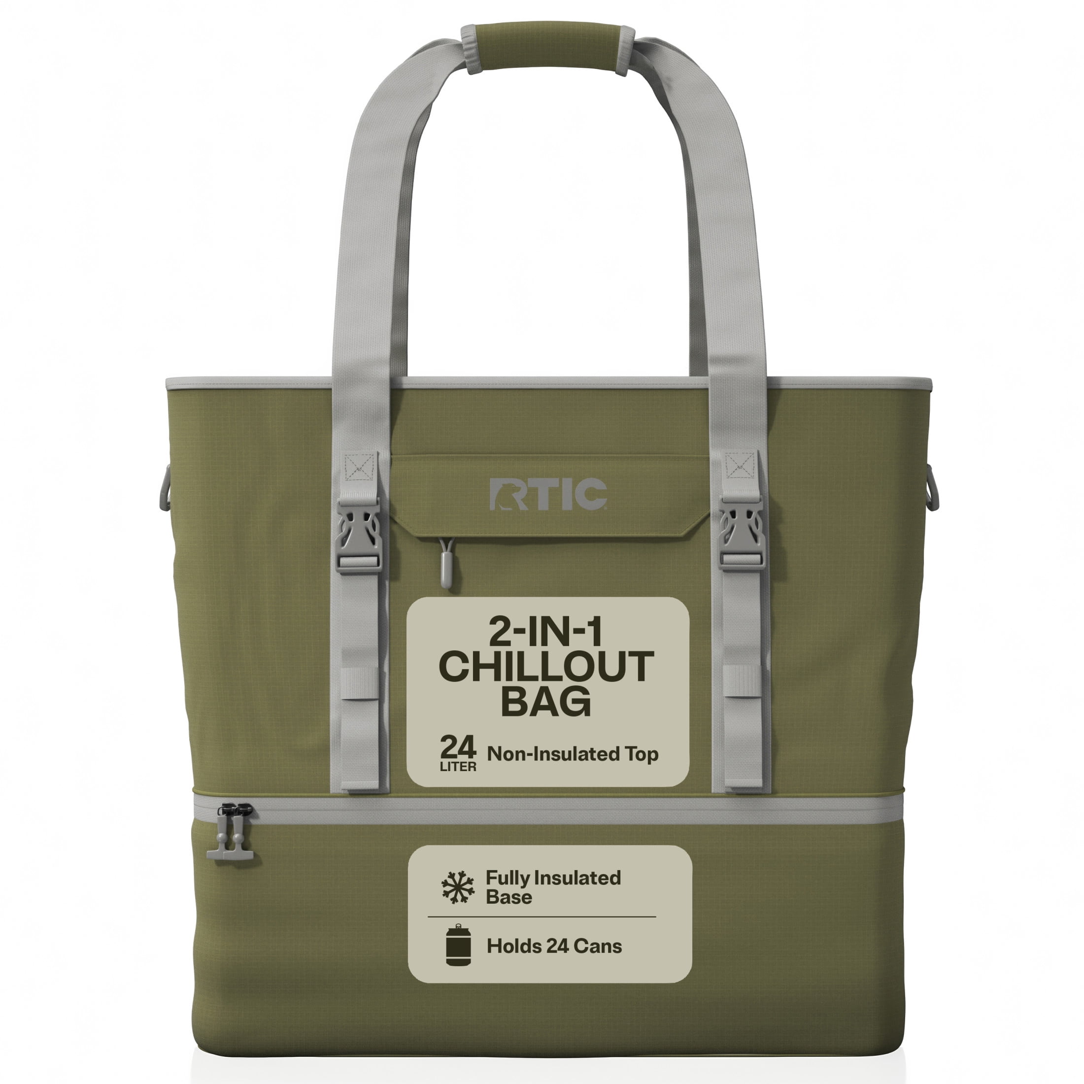 RTIC 24-Can, 25 Ltr, 2-in-1 Chillout Bag, Hybrid Cooler Bag with Cooler Compartment, Olive