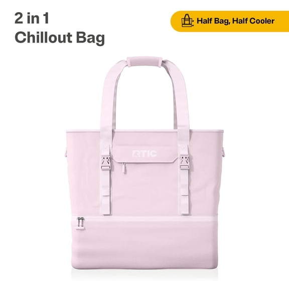 RTIC 2-in-1 Chillout Bag, Hybrid Cooler Bag with Cooler Compartment, Pale Pink