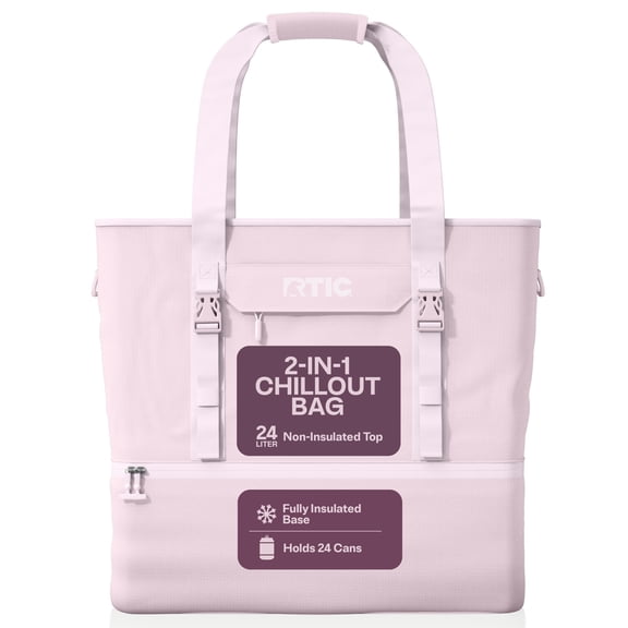 RTIC 24-Can, 25 Ltr, 2-in-1 Chillout Bag, Hybrid Cooler Bag with Cooler Compartment, Pale Pink