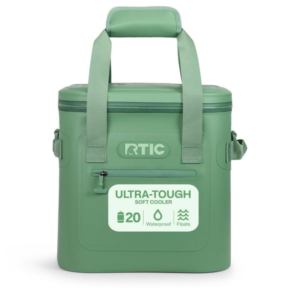 RTIC 20 Can Ultra-Tough Soft Cooler, 15 Qt, Leakproof, Waterproof Zipper,  Sage, Soft Pack Cooler