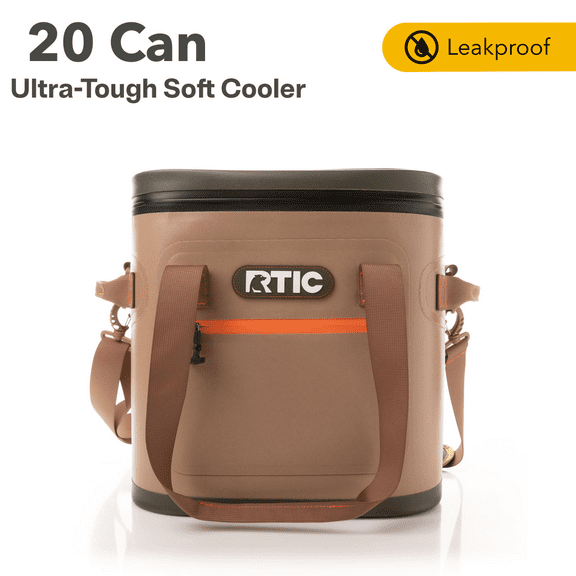 RTIC 20 Can Ultra-Tough Soft Cooler, 15 Qt, Leakproof, Waterproof Zipper,  Tan