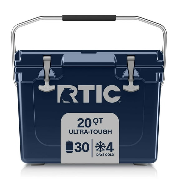 RTIC 20 QT Ultra-Tough Rotomolded Hard-Sided Ice Chest Cooler, Fits 30 Cans, Navy