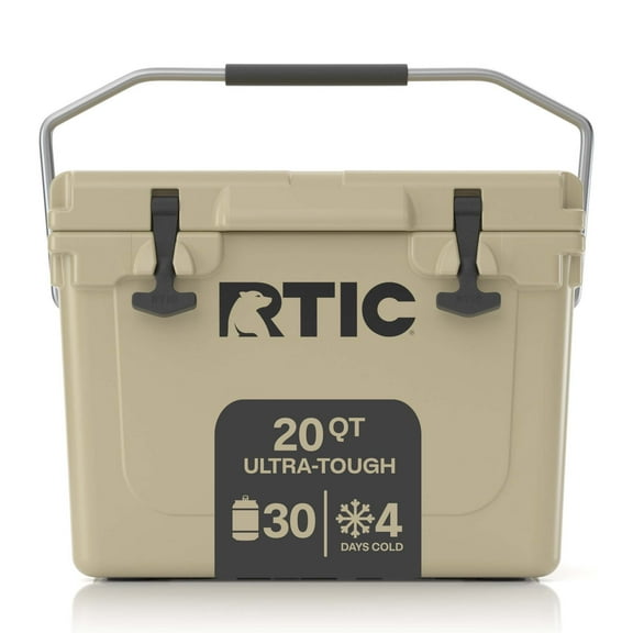 RTIC 20 QT Ultra-Tough Rotomolded Hard-Sided Ice Chest Cooler, Fits 30 Cans, Tan