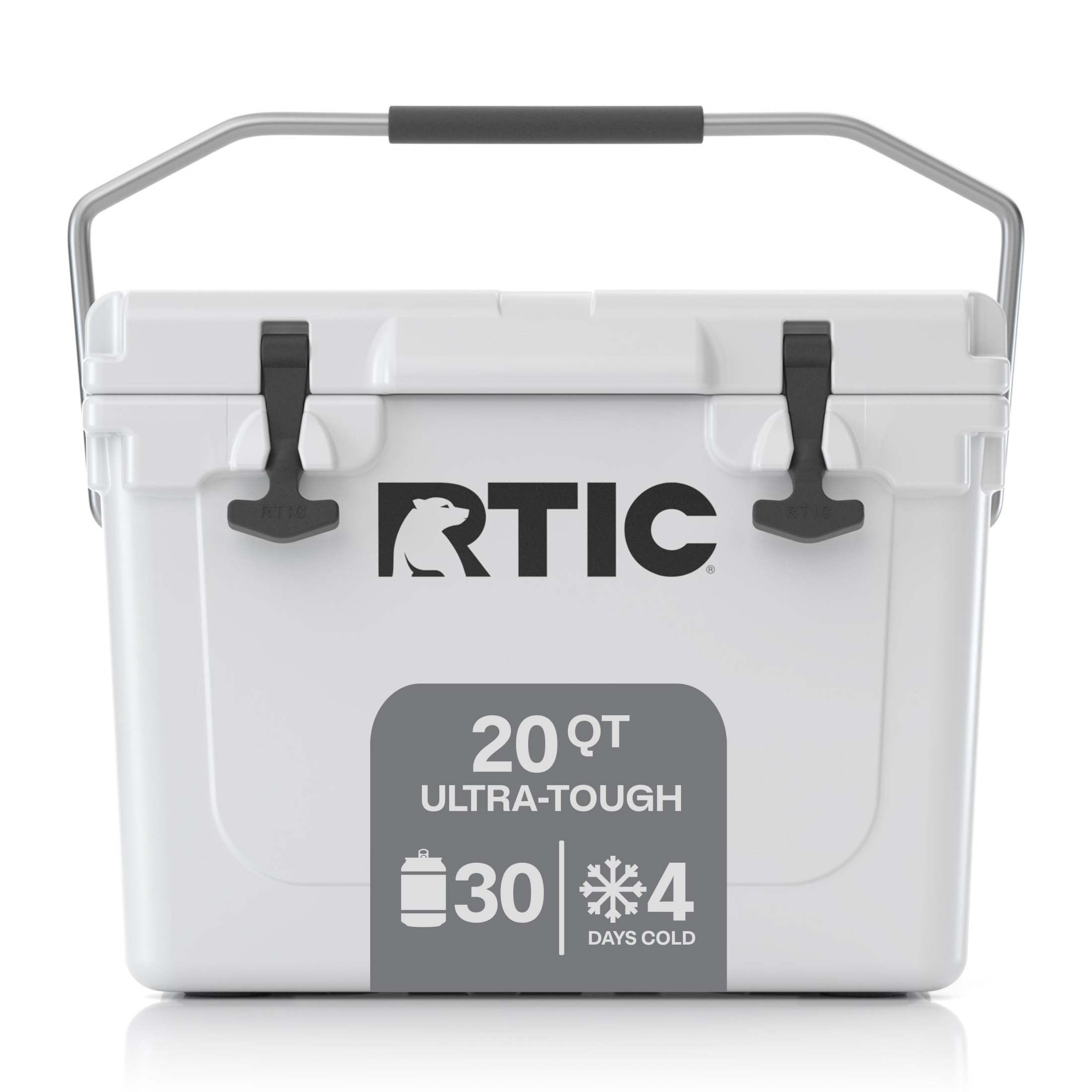 RTIC 20 QT Hard-Sided Cooler, Rotomolded, 30 Can Capacity, White 
