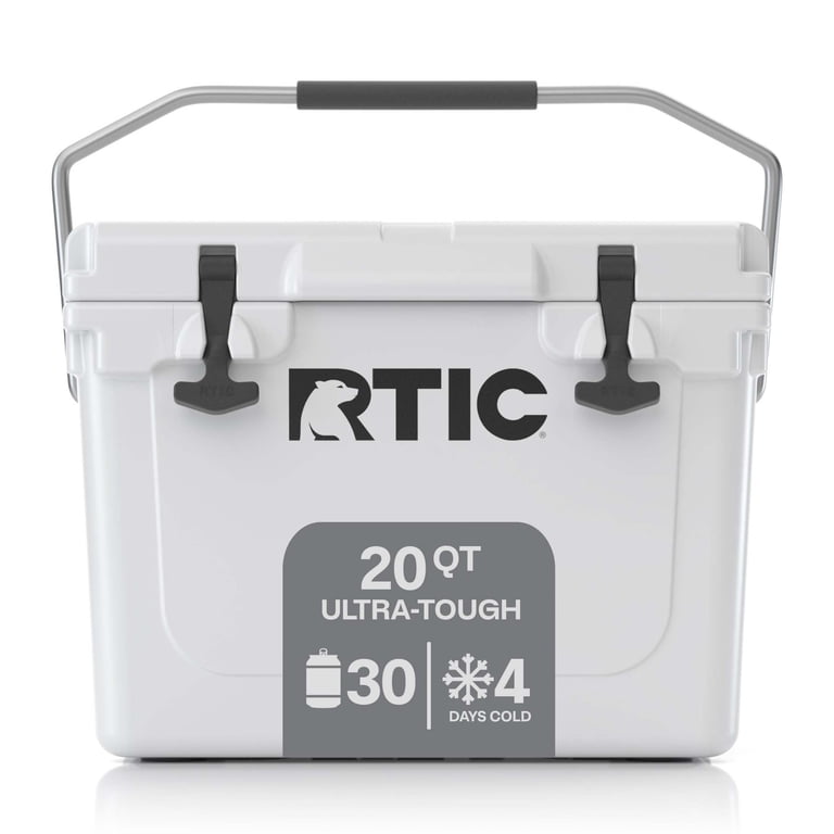 RTIC 20 QT Hard-Sided Cooler, Rotomolded, 30 Can Capacity, White 