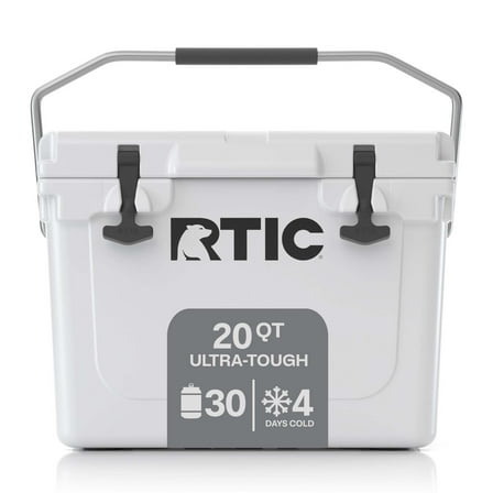 RTIC 20 Qt Hard-Sided Cooler, Rotomolded, 30 Can Capacity, White